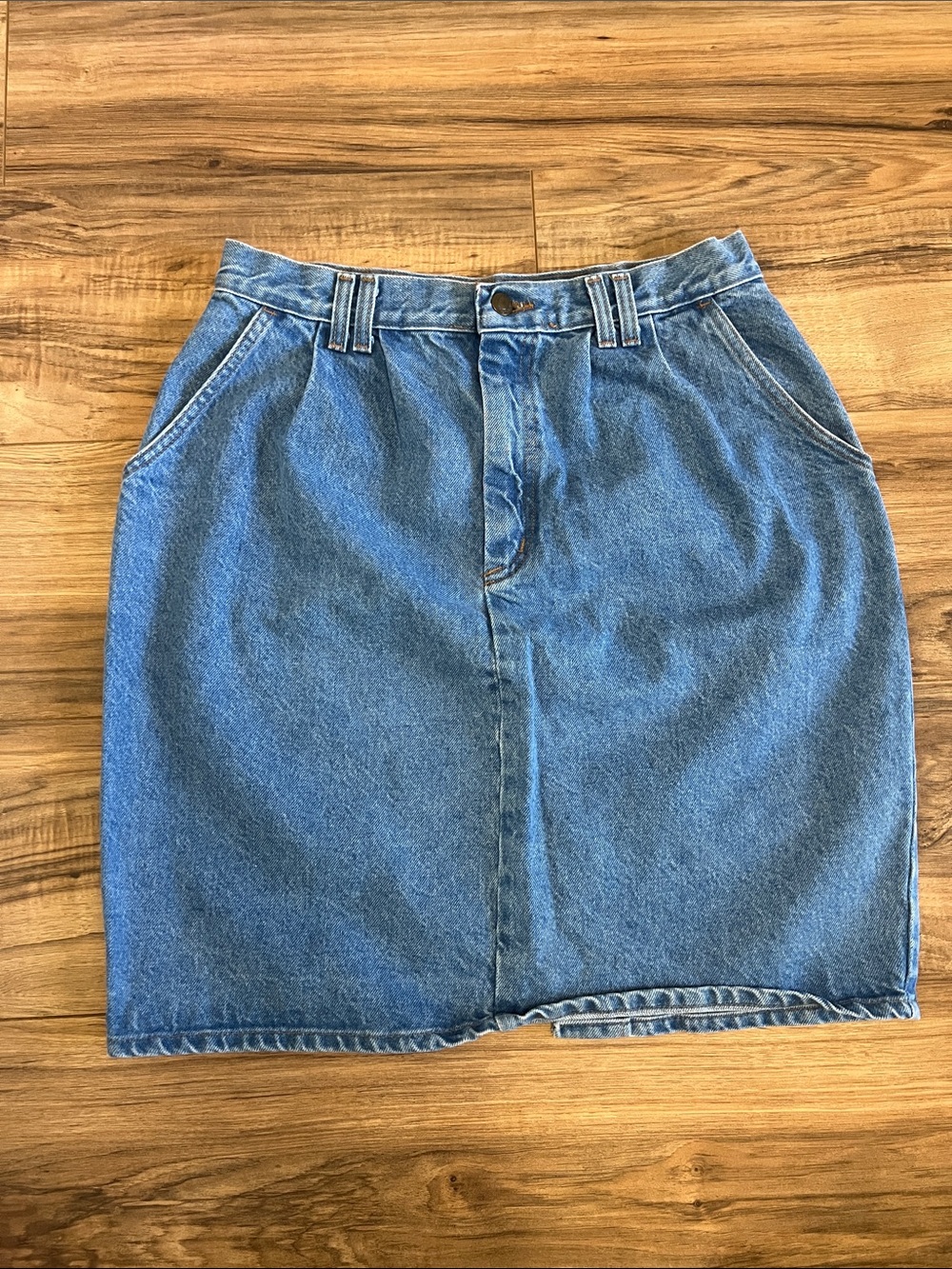 Vintage Vivaldi Blue Denim Skirt  100% cotton Sz 14 Made in USA